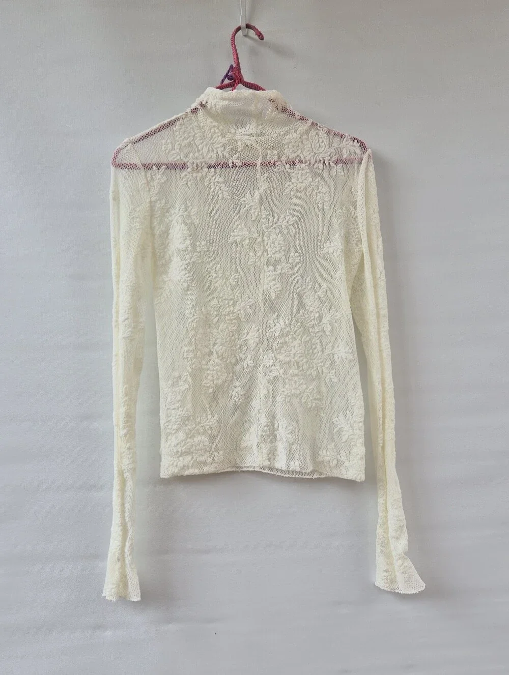 Free People Lady Lux Cream Sheer Lace Top S Coquette Fairycore Mesh Layering